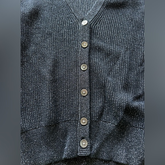 J. Crew Metallic Navy V Neck Sweater XS - Picture 2 of 6